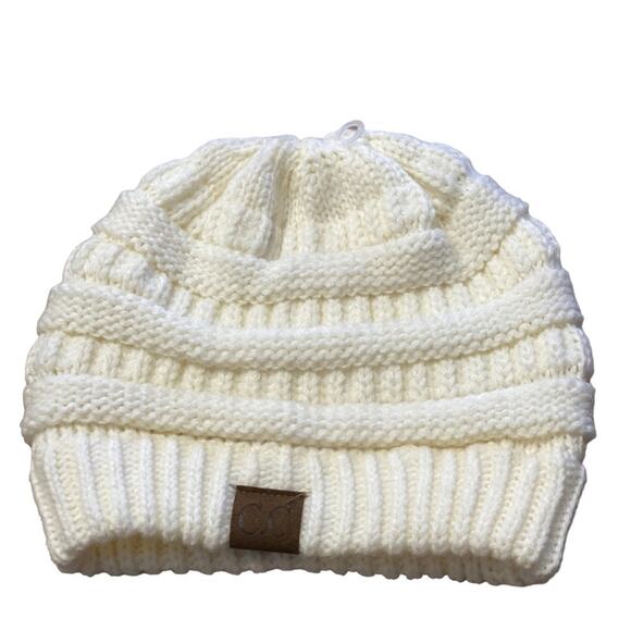 C.C Accessories - C.C. Exclusive Cable Knit Beanie Soft White Adult One Size NEW